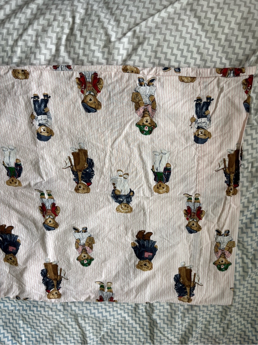 POLO RALPH LAUREN 1 Polo Bear Standard Pillowcase Pink Striped Girl Bear - Picture 6 of 10